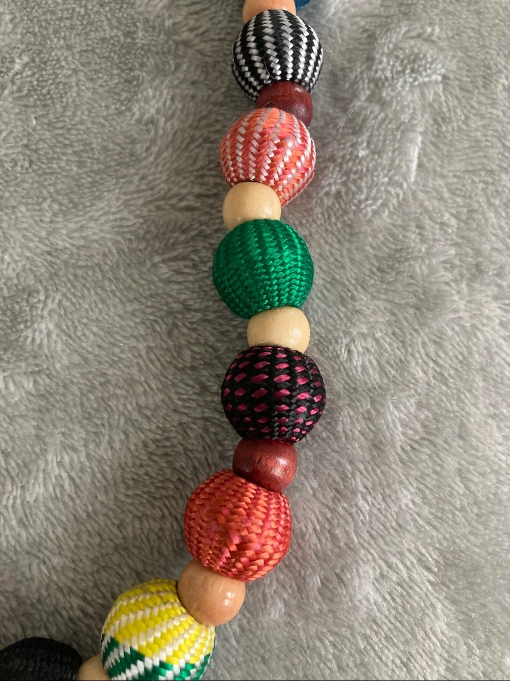 Fabric wrapped bead necklace - Picture 2 of 3